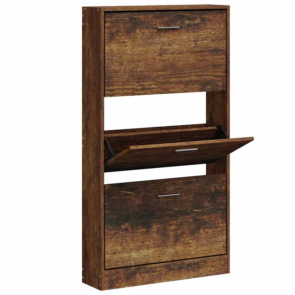 Skoskap røkt eik 59x17x108 cm konstruert tre vidaXL
