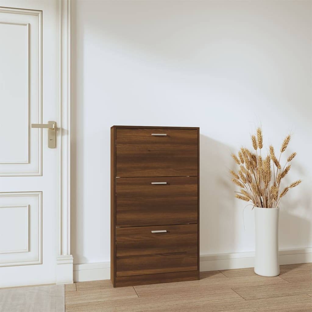 Skoskap brun eik 59x17x108 cm konstruert tre
