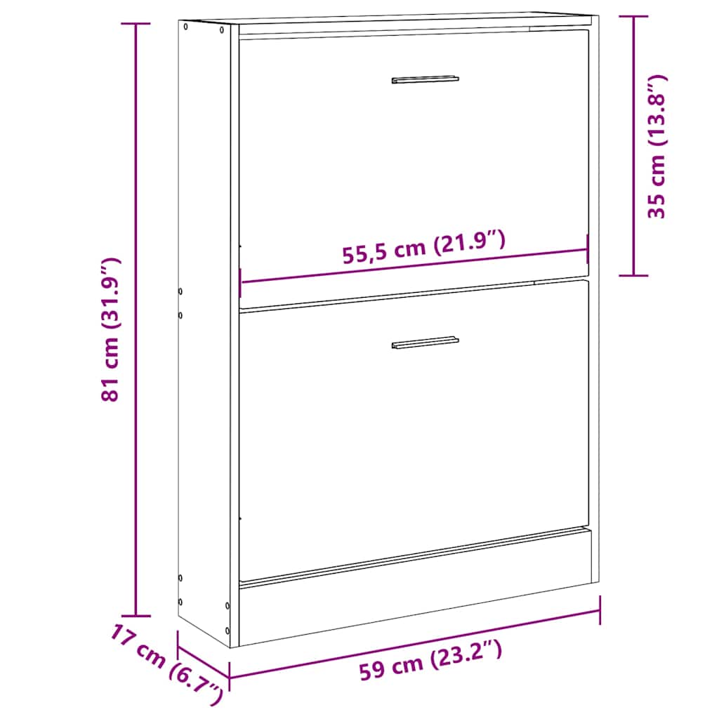 Skoskap hvit 59x17x81 cm konstruert tre