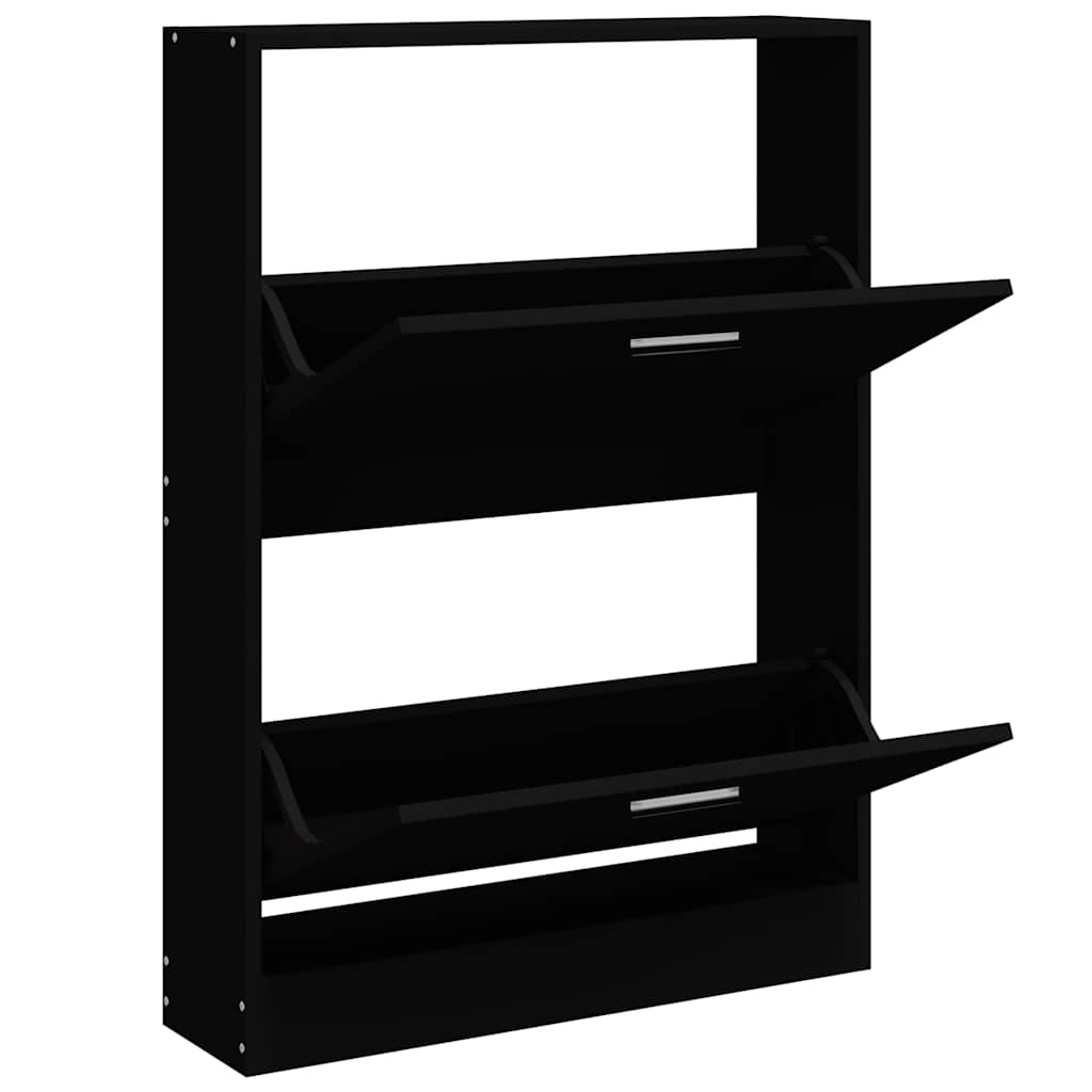 Skoskap svart 59x17x81 cm konstruert tre