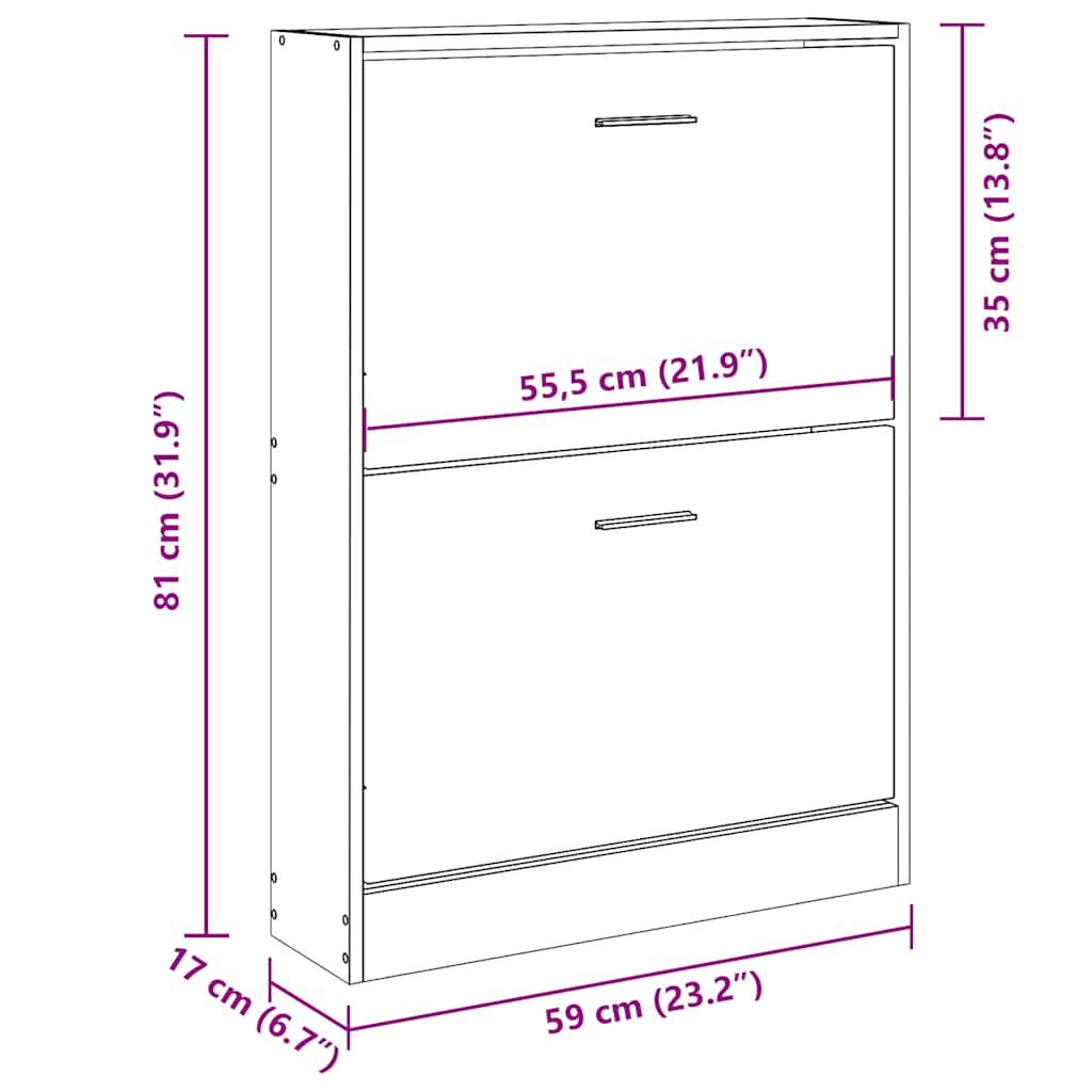Skoskap svart 59x17x81 cm konstruert tre