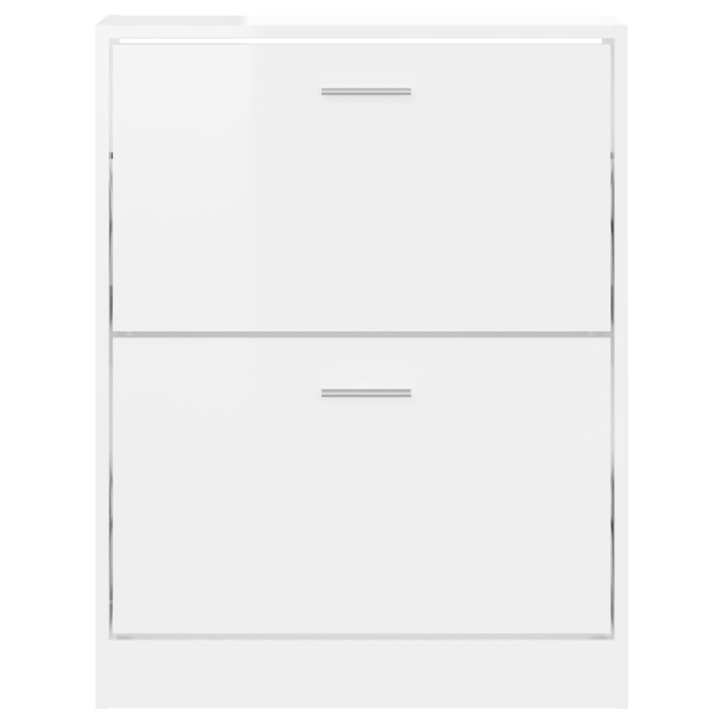 Skoskap høyglans hvit 59x17x81 cm konstruert tre
