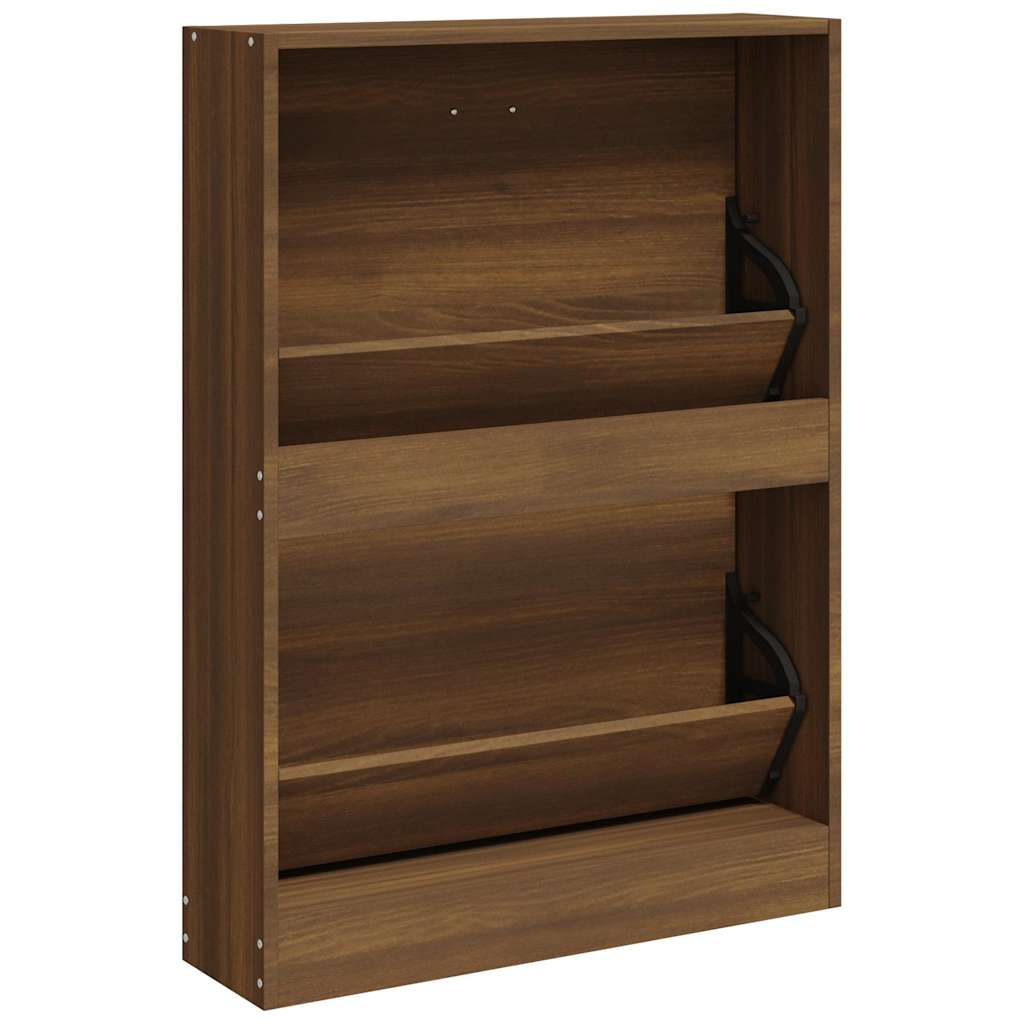 Skoskap brun eik 59x17x81 cm konstruert tre
