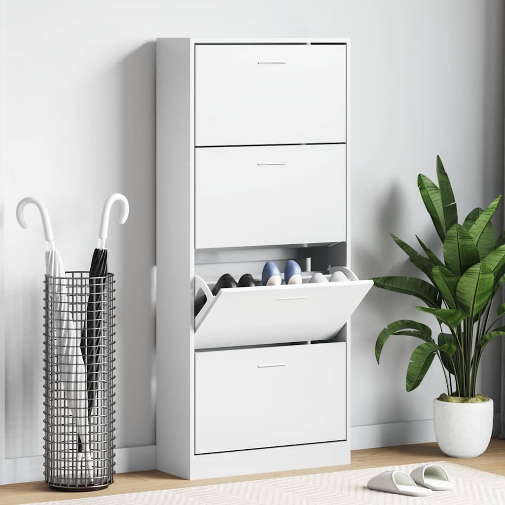 Skoskap hvit 63x24x147 cm konstruert tre