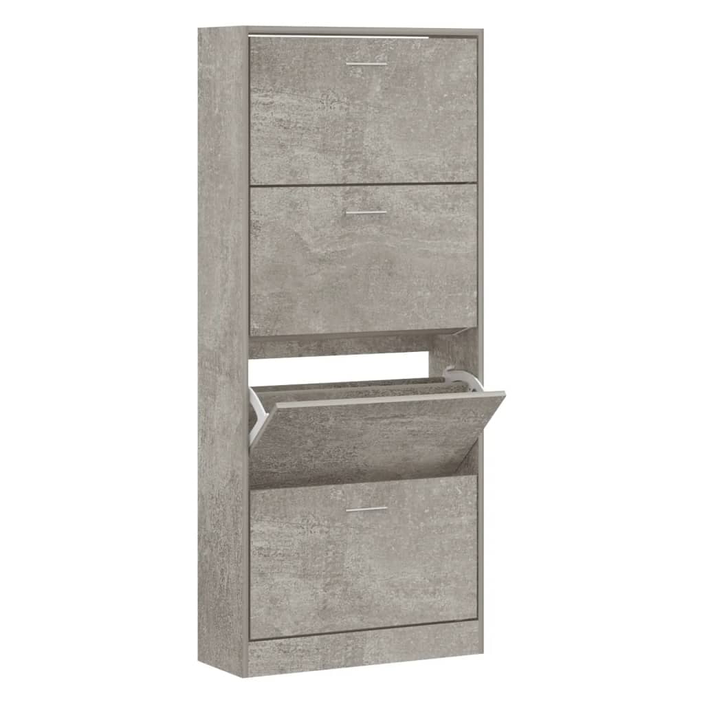 Skoskap betonggrå 63x24x147 cm konstruert tre