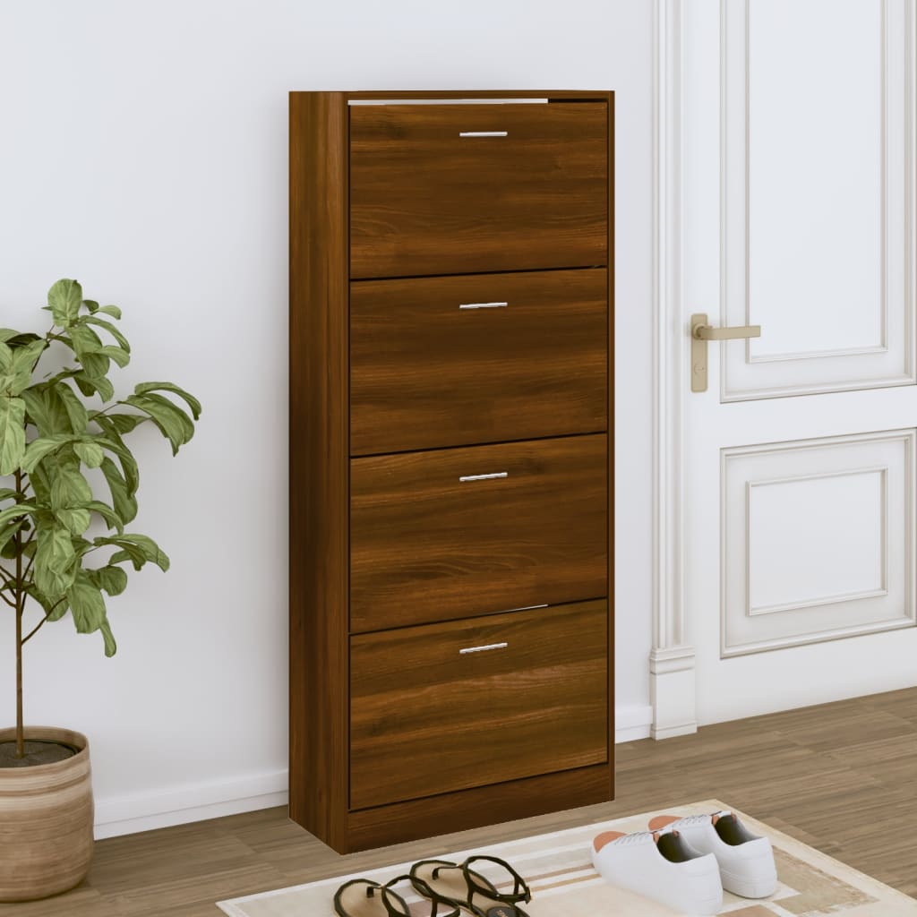 Skoskap brun eik 63x24x147 cm konstruert tre