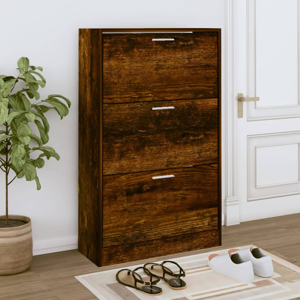 Skoskap røkt eik 63x24x103 cm konstruert tre