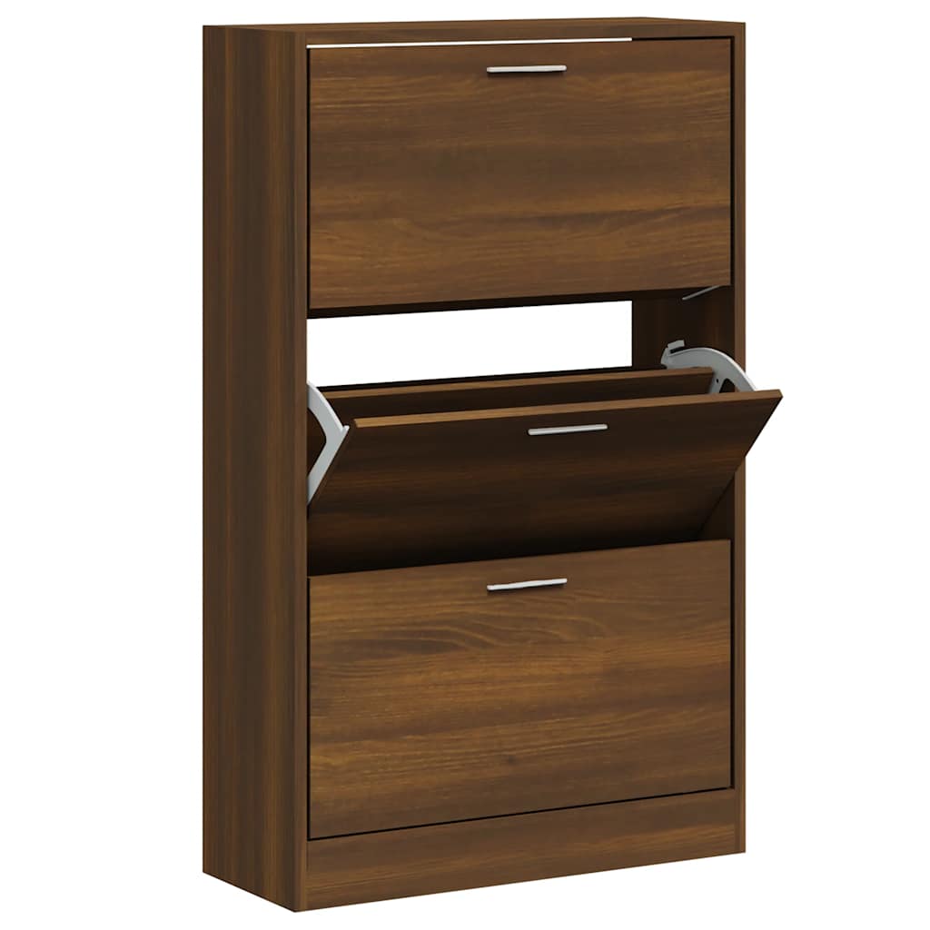 Skoskap brun eik 63x24x103 cm konstruert tre