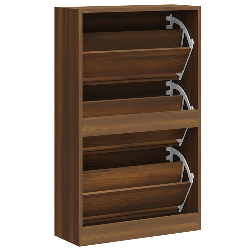 Skoskap brun eik 63x24x103 cm konstruert tre