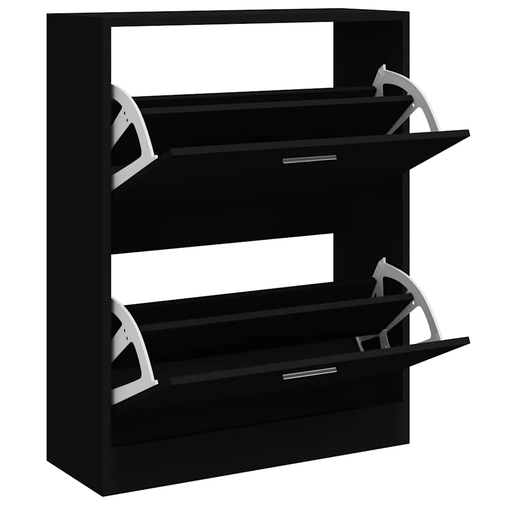 Skoskap svart 63x24x81 cm konstruert tre
