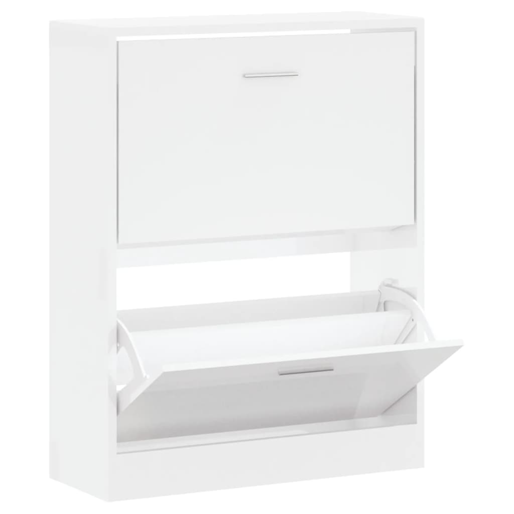 Skoskap høyglans hvit 63x24x81 cm konstruert tre
