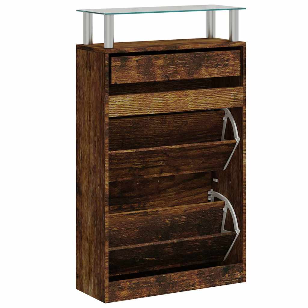 Skoskap røkt eik 63x24x104 cm konstruert tre vidaXL