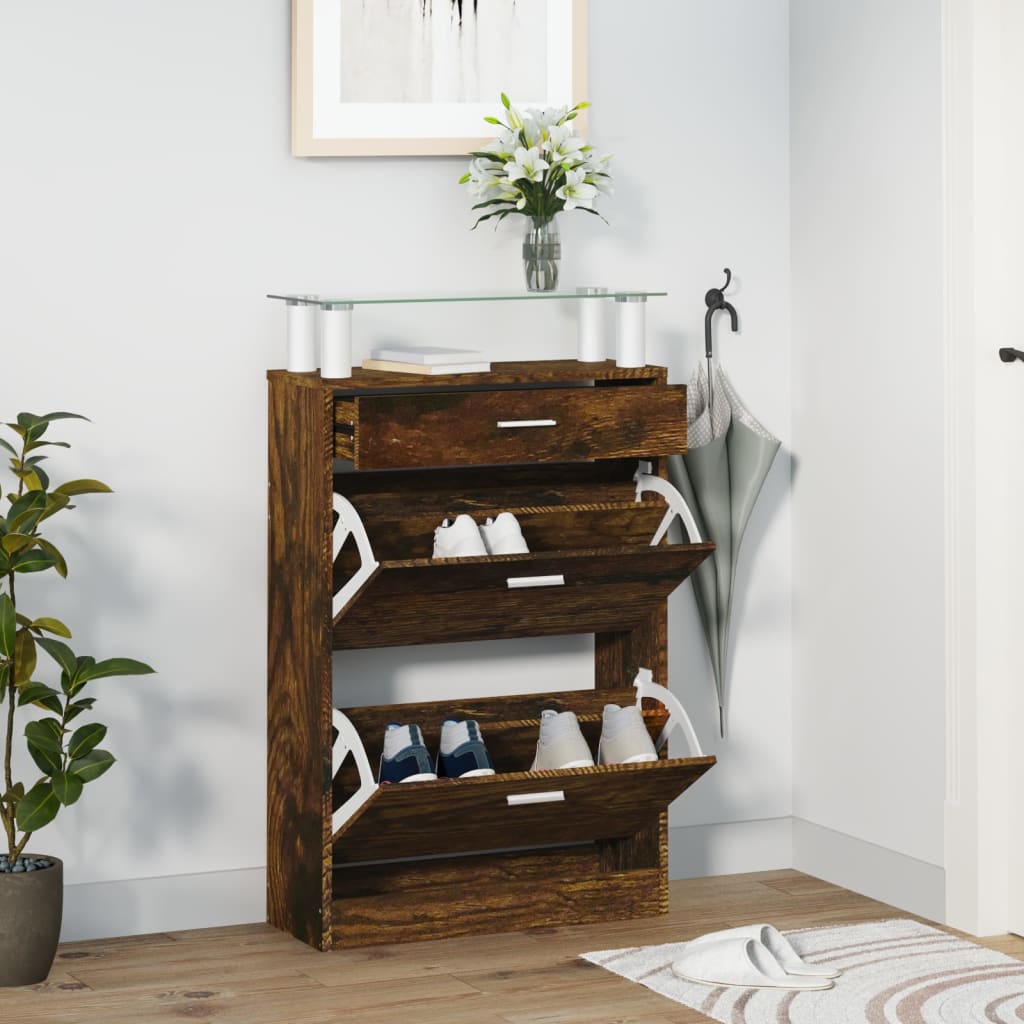 Skoskap røkt eik 63x24x104 cm konstruert tre vidaXL