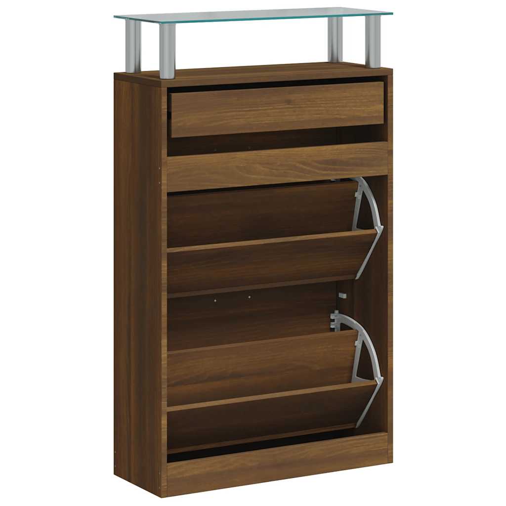 Skoskap brun eik 63x24x104 cm konstruert tre