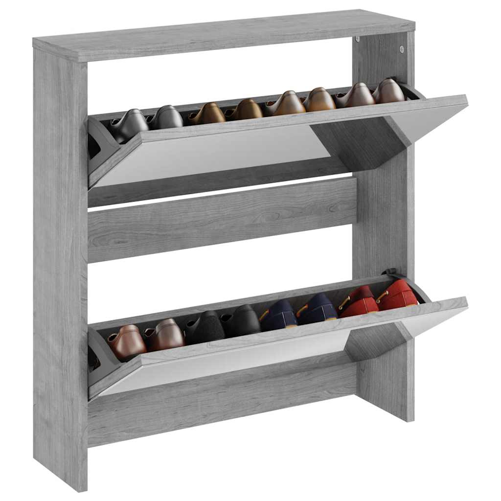 Skoskap med speil 2 lag grå sonoma 63x17x67 cm