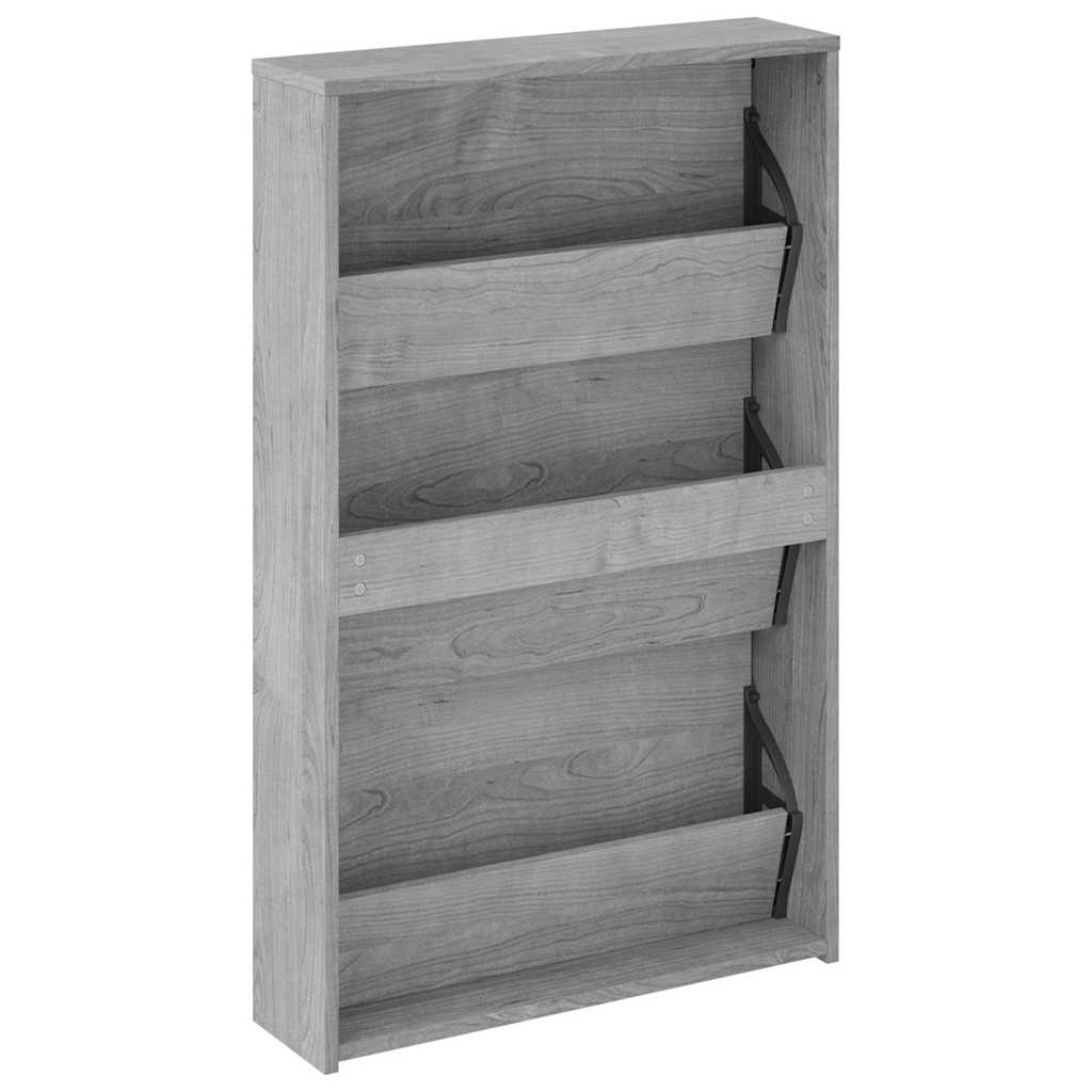 Skoskap med speil 3 lag grå sonoma 63x17x102,5 cm