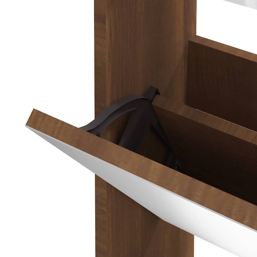 Skoskap med speil 3 lag brun eik 63x17x102,5 cm