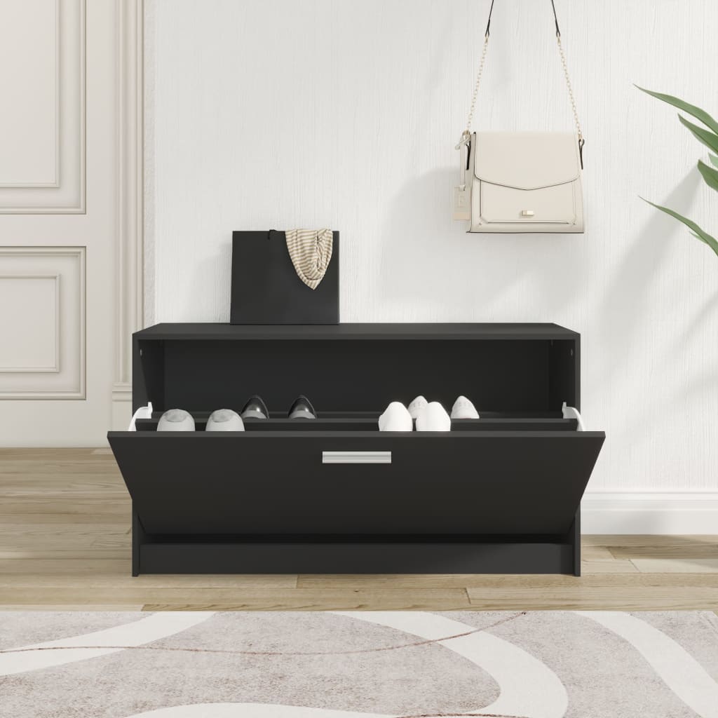 Skobenk svart 80x24x45 cm konstruert tre