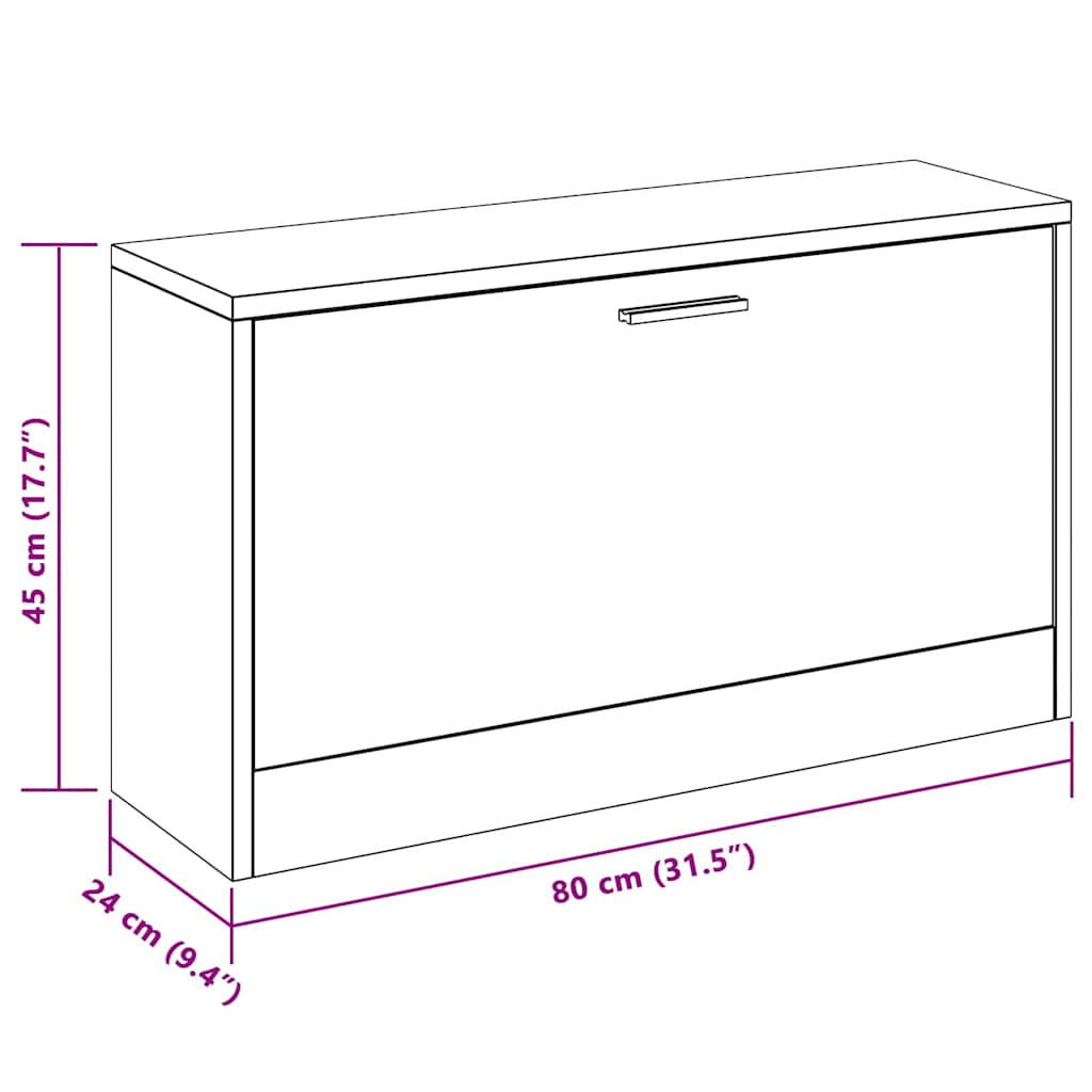 Skobenk betonggrå 80x24x45 cm konstruert tre