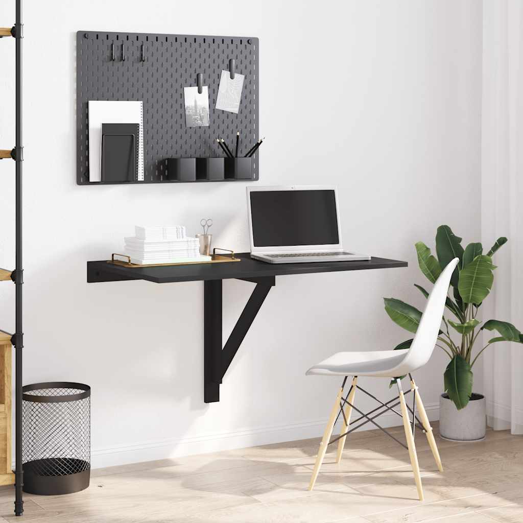 Sammenleggbart veggbord svart 100x60x56 cm konstruert tre