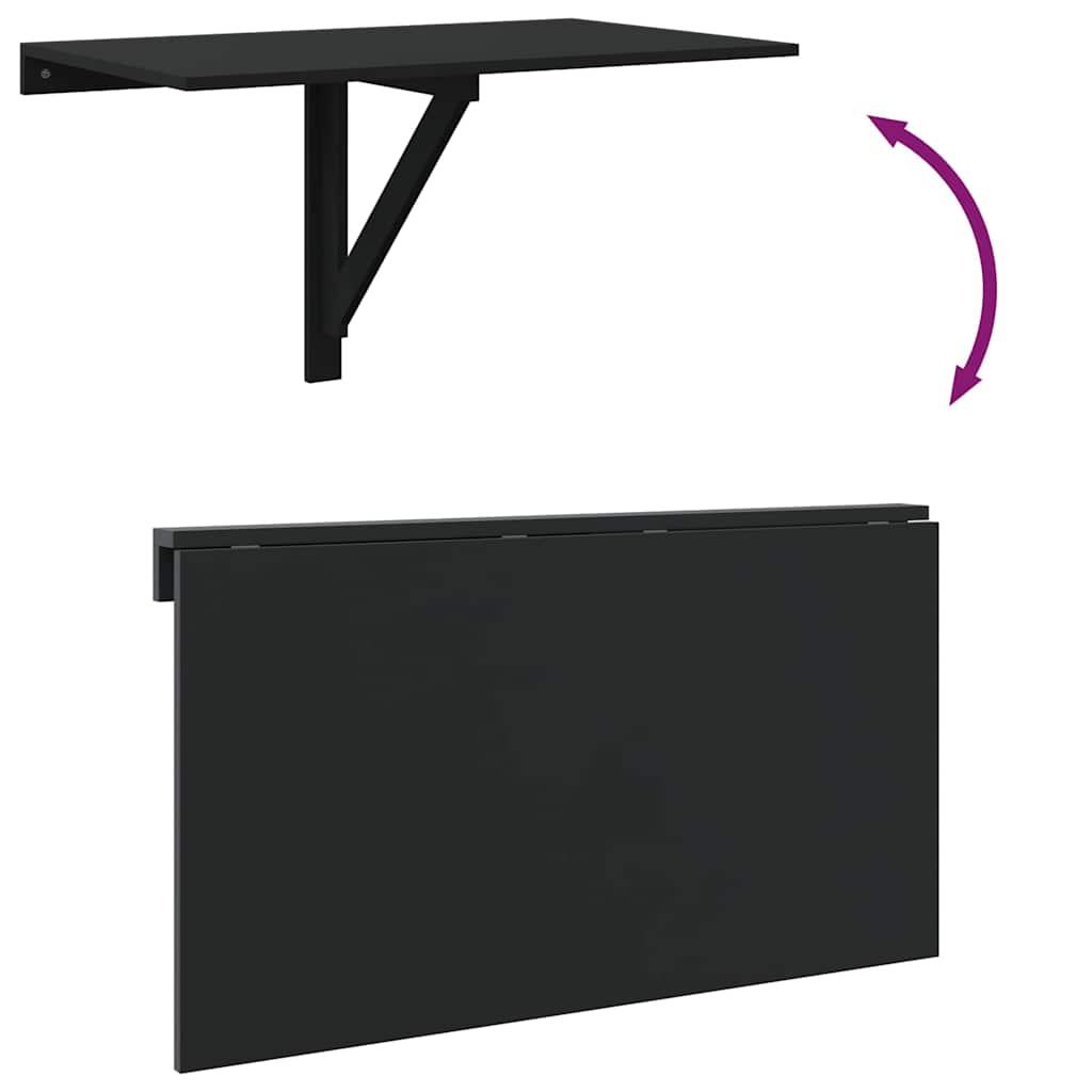 Sammenleggbart veggbord svart 100x60x56 cm konstruert tre