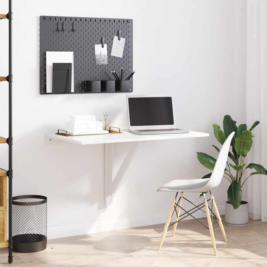 Sammenleggbart veggbord høyglans hvit100x60x56cm konstruert tre
