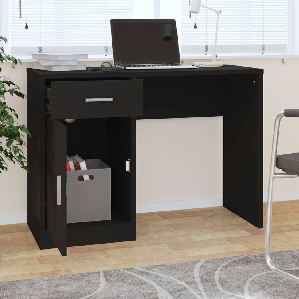 Skrivebord skuff og skap svart 100x40x73 cm konstruert tre vidaXL