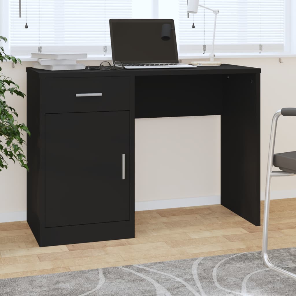 Skrivebord skuff og skap svart 100x40x73 cm konstruert tre vidaXL