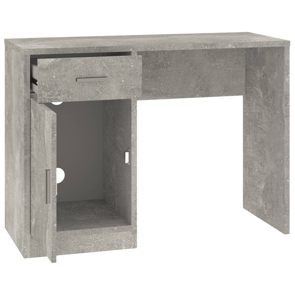 Skrivebord skuff og skap betonggrå 100x40x73 cm konstruert tre