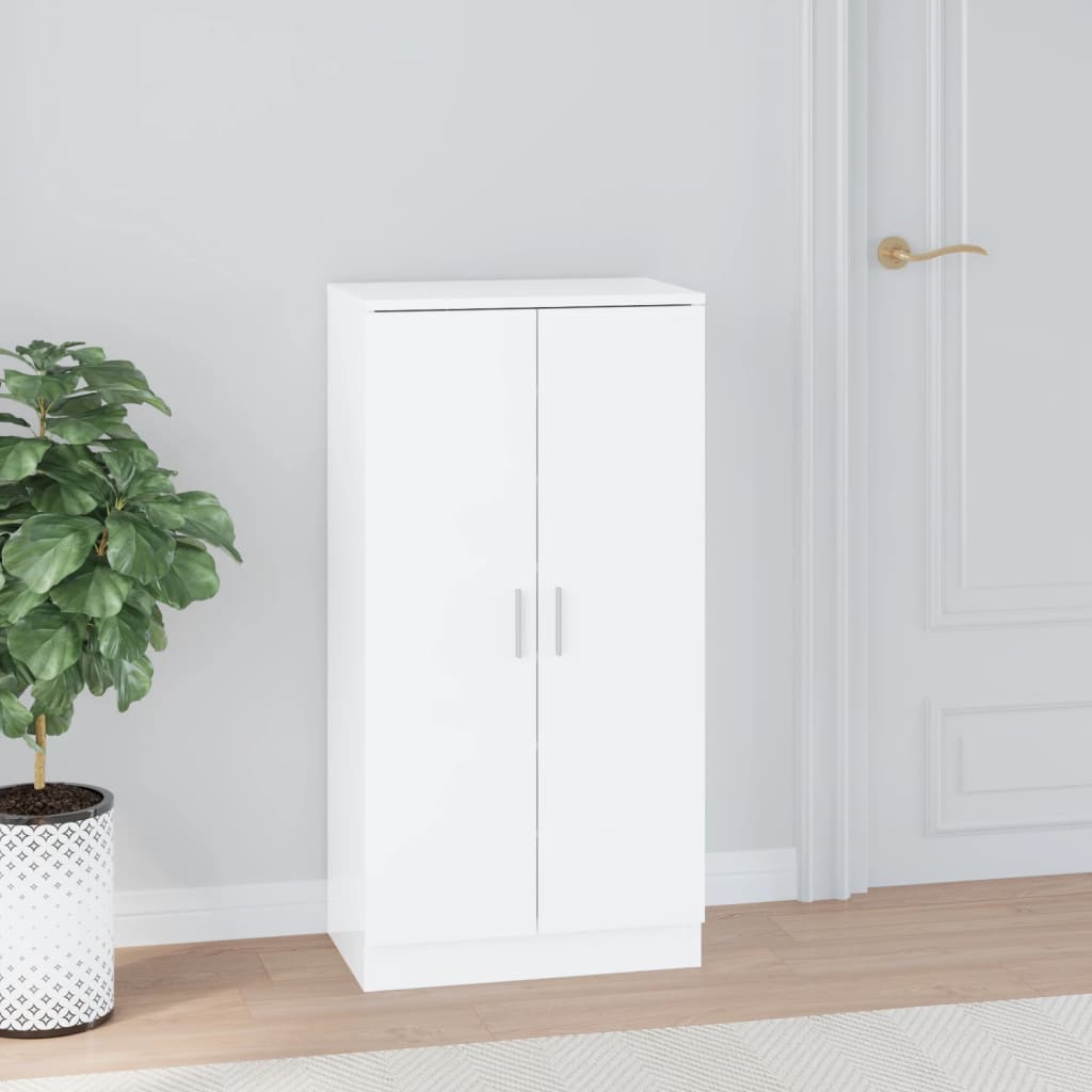 Skoskap høyglans hvit 55x35x108 cm konstruert tre