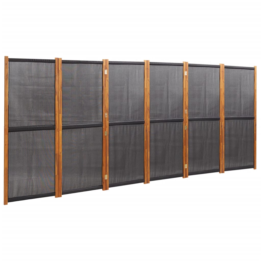 Romdeler med 6 paneler svart 420x180 cm
