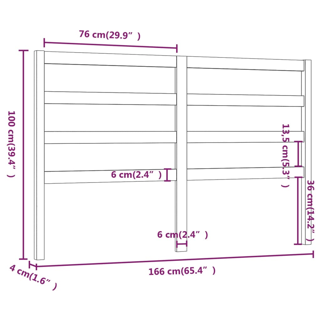 Sengegavl honningbrun 166x4x100 cm heltre furu