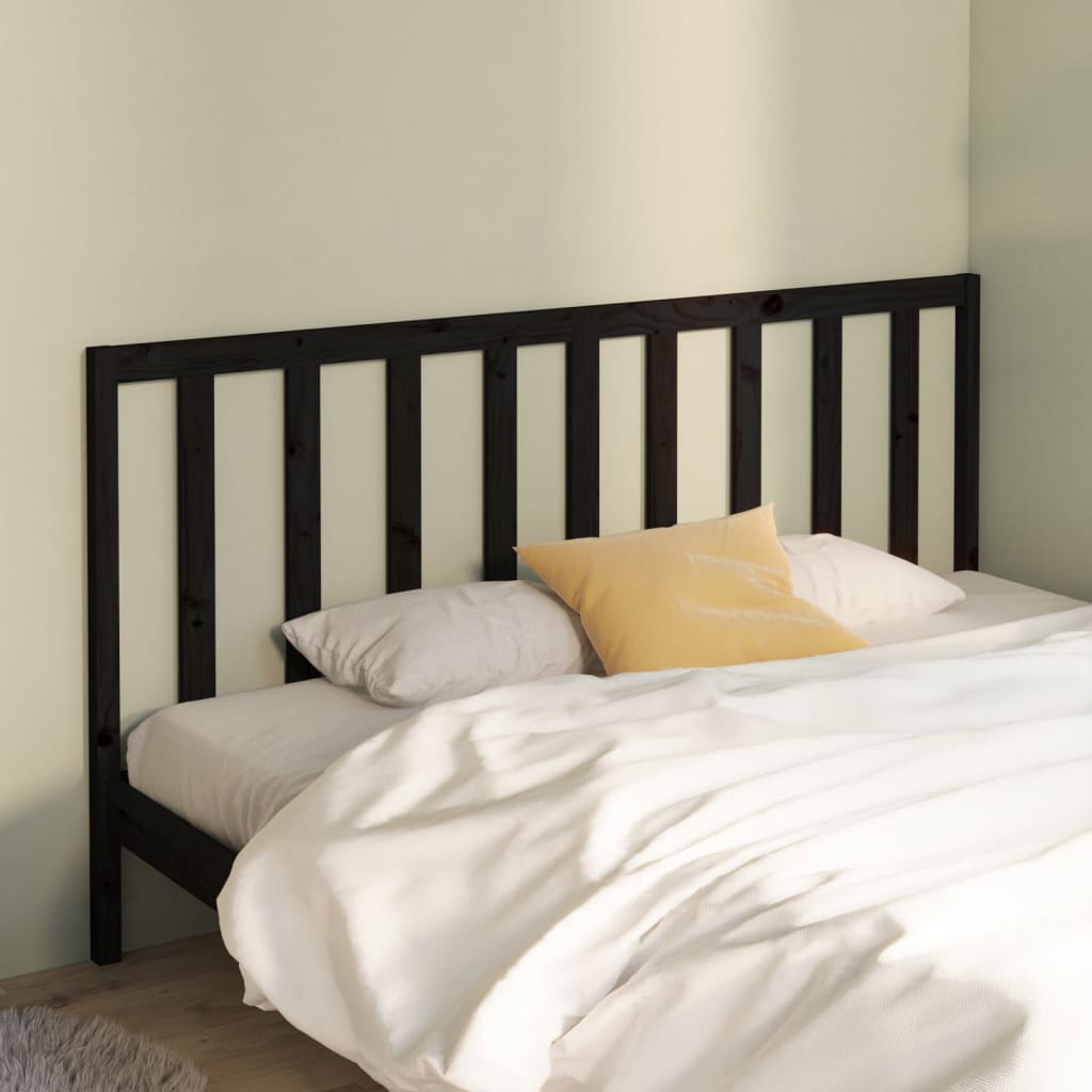 Sengegavl svart 186x4x100 cm heltre furu