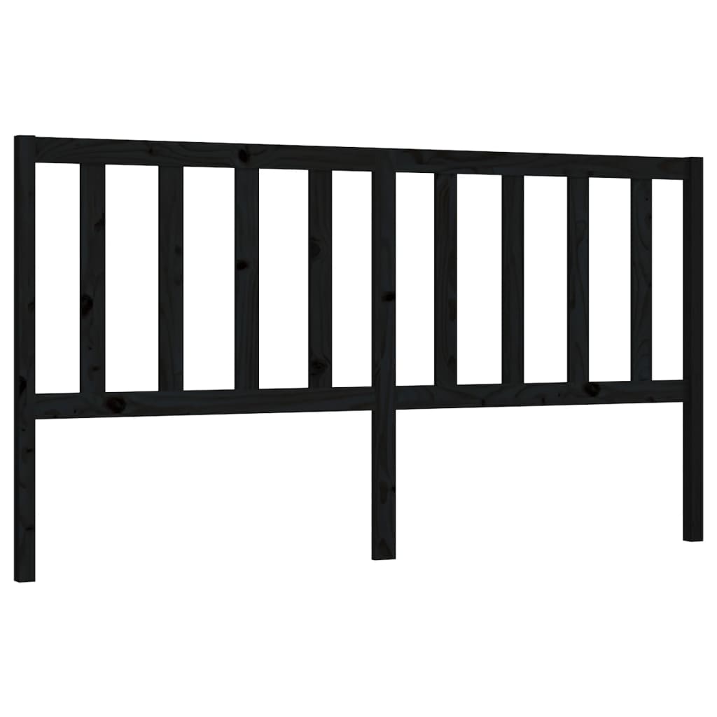 Sengegavl svart 186x4x100 cm heltre furu