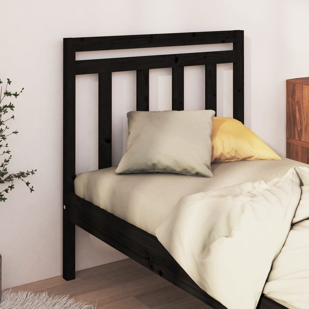 Sengegavl svart 81x4x100 cm heltre furu