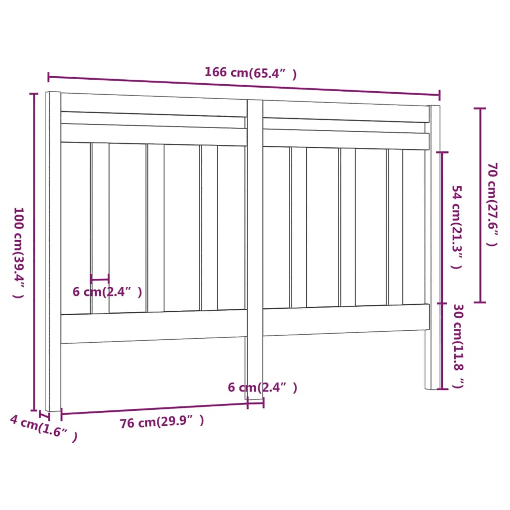 Sengegavl honningbrun 166x4x100 cm heltre furu
