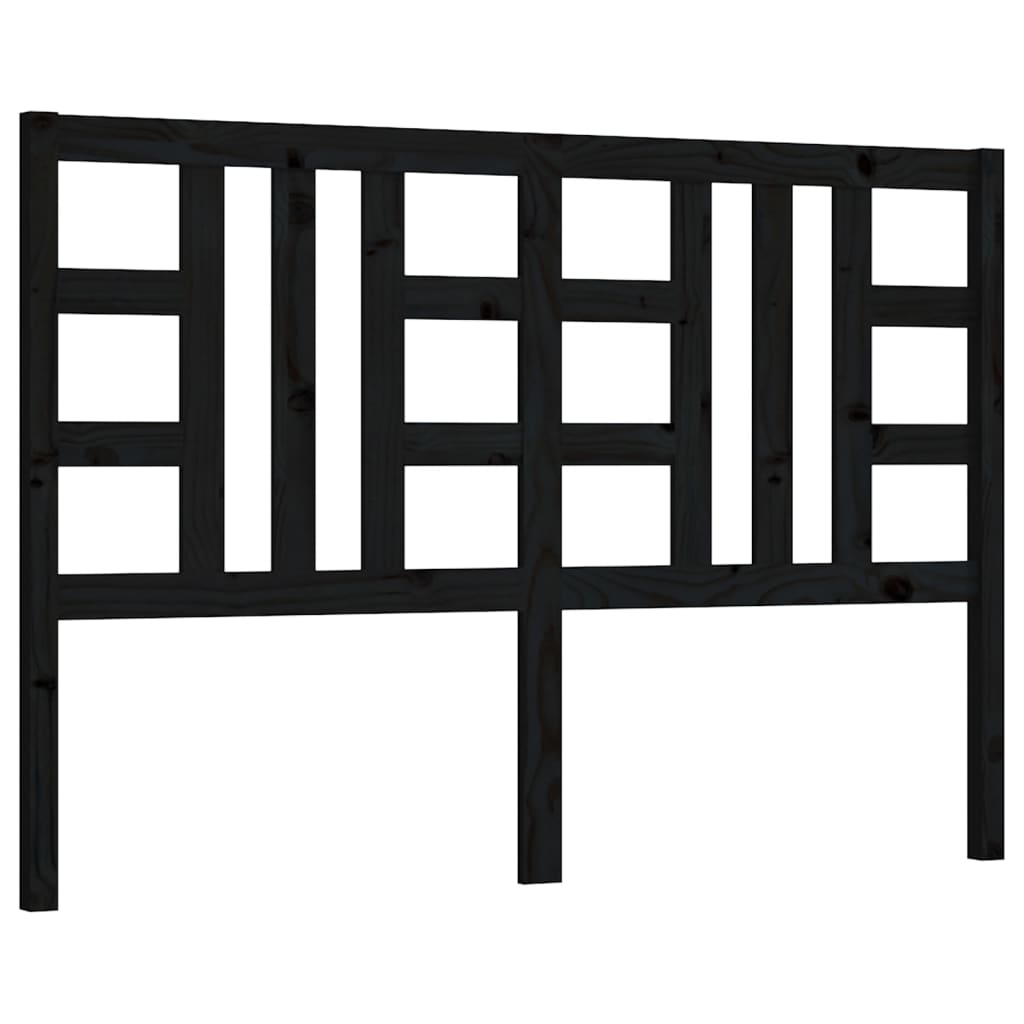 Sengegavl svart 146x4x100 cm heltre furu