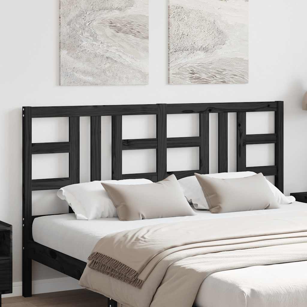 Sengegavl svart 166x4x100 cm heltre furu