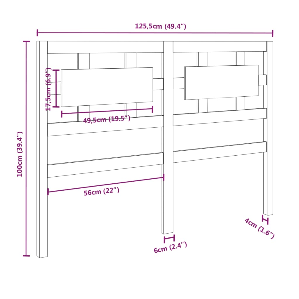 Sengegavl honningbrun 125,5x4x100 cm heltre furu