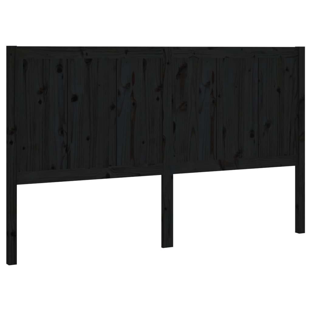 Sengegavl svart 125,5x4x100 cm heltre furu