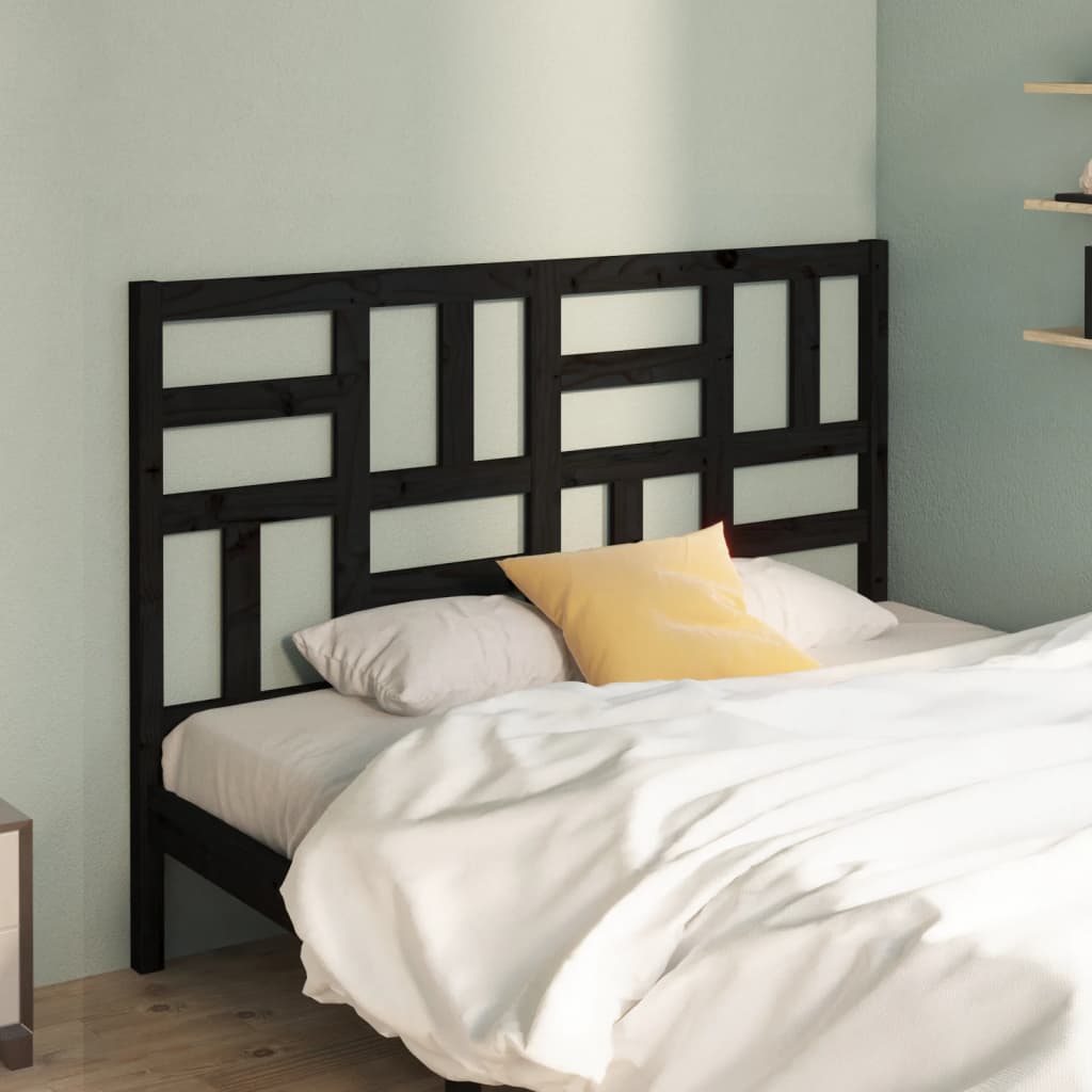 Sengegavl svart 126x4x104 cm heltre furu