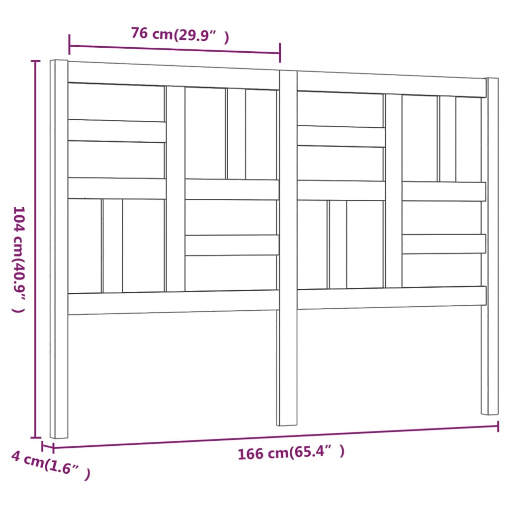Sengegavl 166x4x104 cm heltre furu
