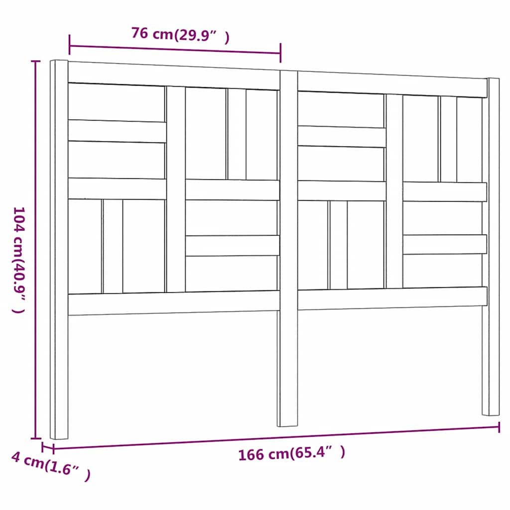 Sengegavl hvit 166x4x104 cm heltre furu
