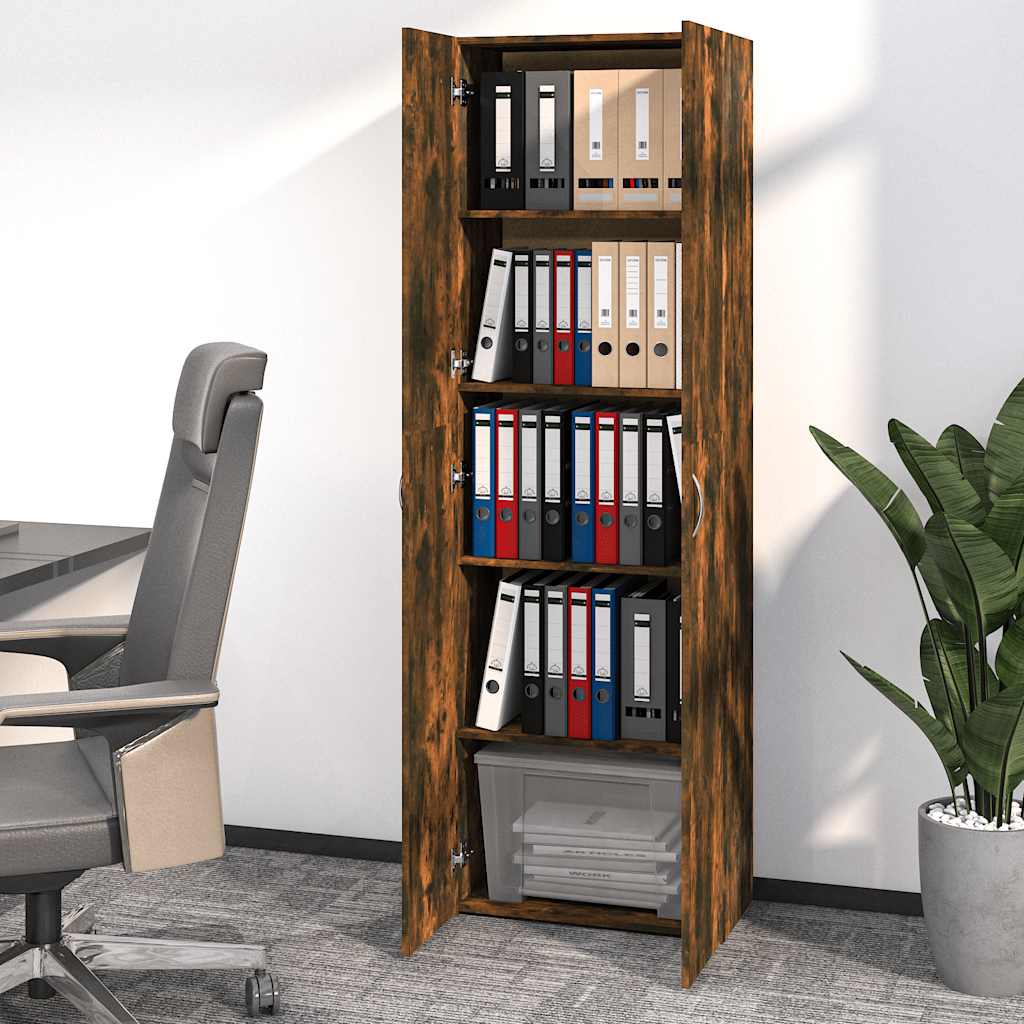 Kontorskap røkt eik 60x32x190 cm konstruert tre vidaXL