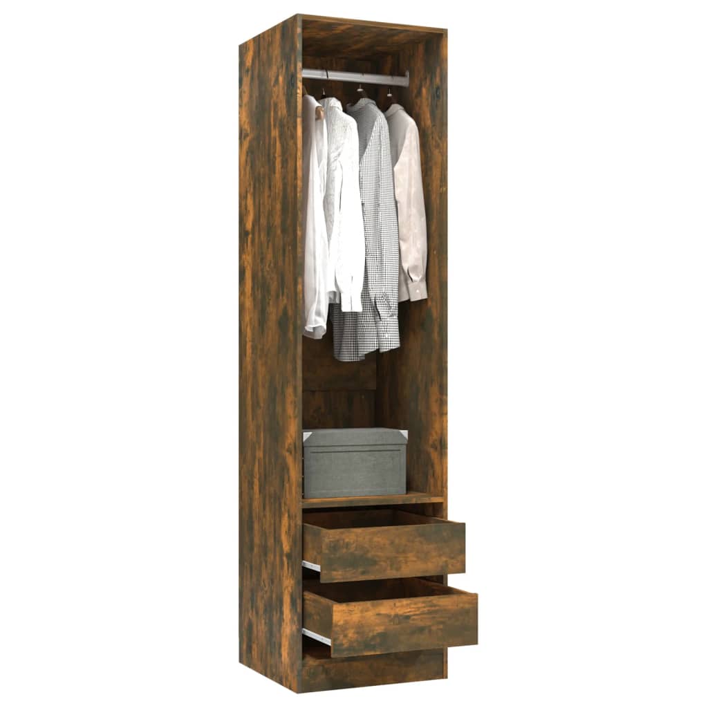 Garderobe med skuffer røkt eik 50x50x200 cm konstruert tre