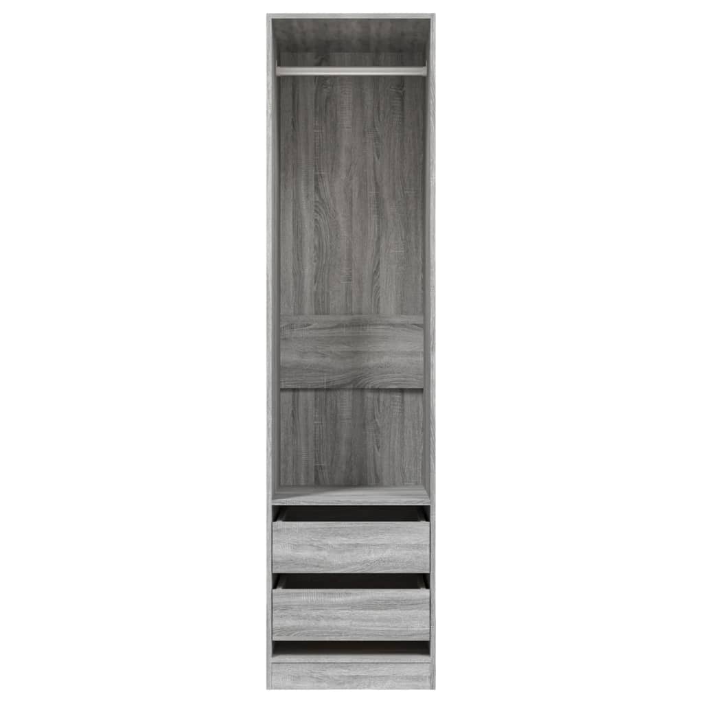 Garderobe med skuffer grå sonoma 50x50x200 cm konstruert tre