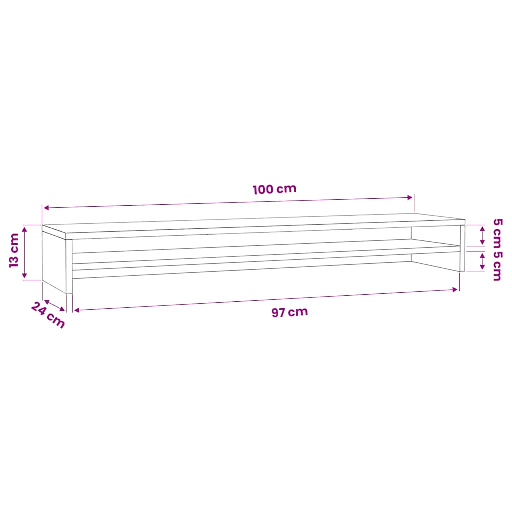 Skjermstativ brun eik 100x24x13 cm konstruert tre