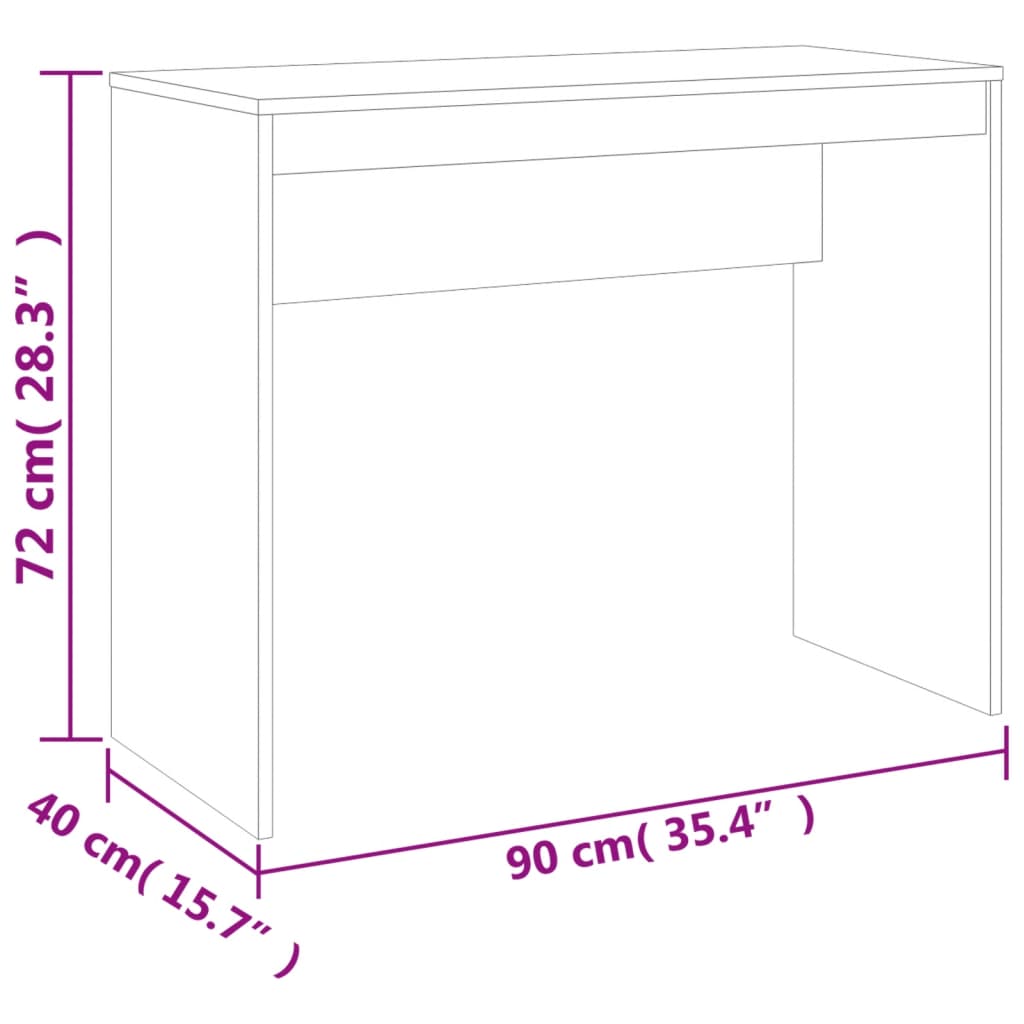 Skrivebord brun eik 90x40x72 cm konstruert tre