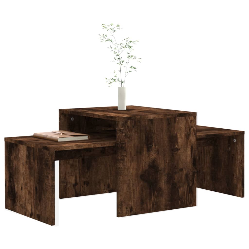 Salongbordsett røkt eik 100x48x40 cm konstruert tre