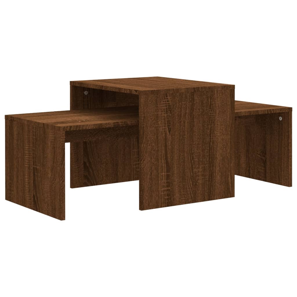 Salongbordsett brun eik 100x48x40 cm konstruert tre
